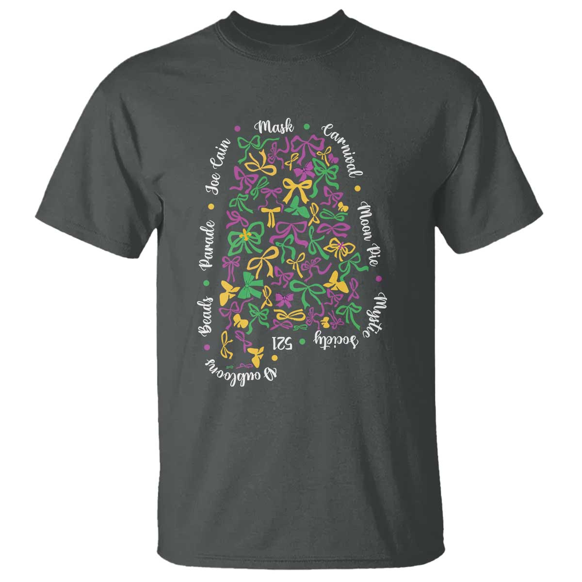 Funny Mardi Gras Alabama Map Coquette Bow T Shirt Moon Pie Carnival Joe Cain Beads