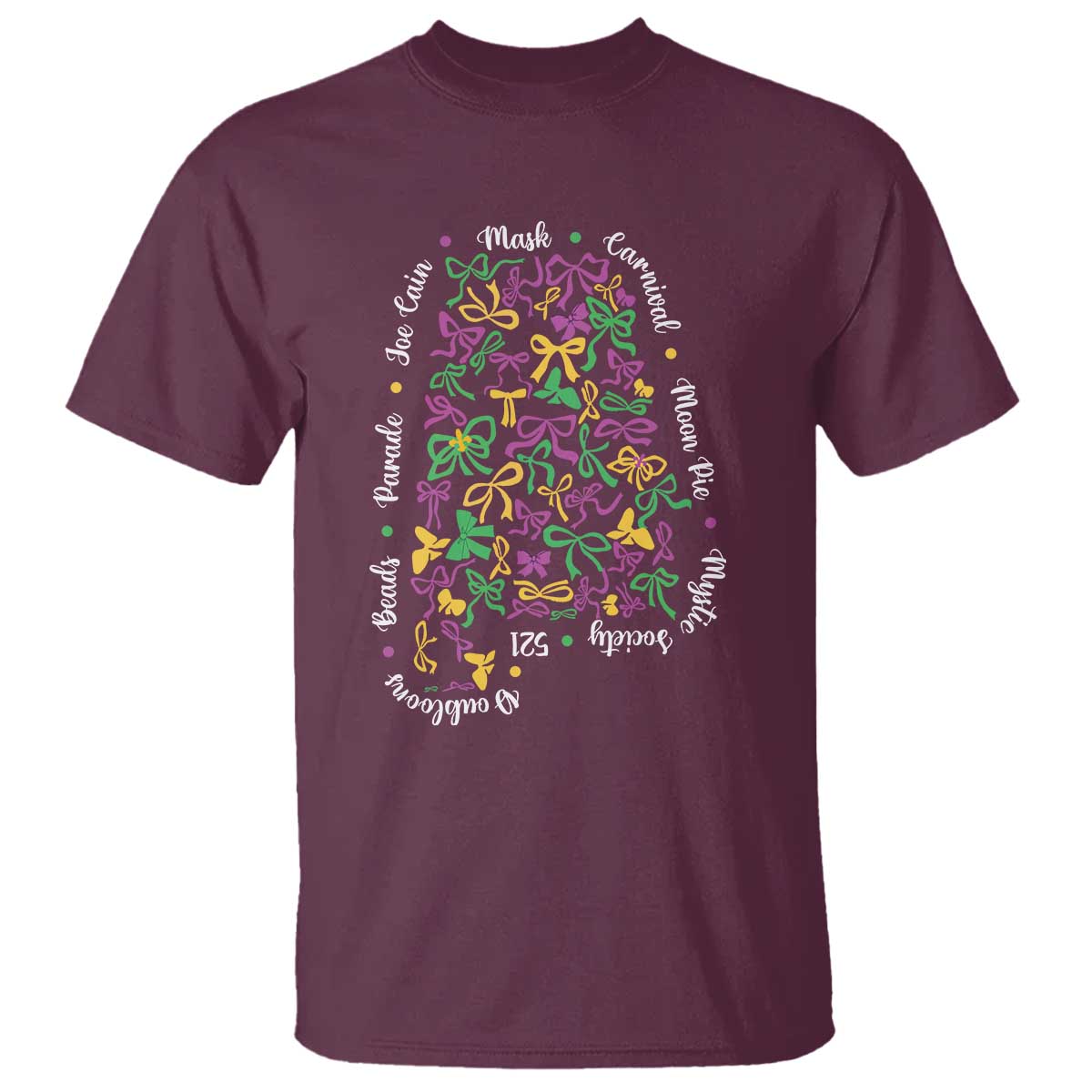 Funny Mardi Gras Alabama Map Coquette Bow T Shirt Moon Pie Carnival Joe Cain Beads