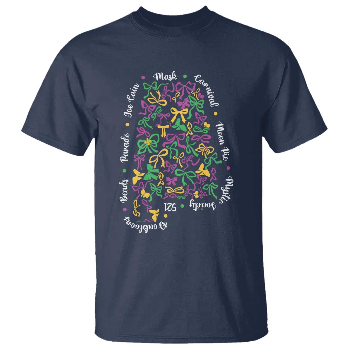 Funny Mardi Gras Alabama Map Coquette Bow T Shirt Moon Pie Carnival Joe Cain Beads