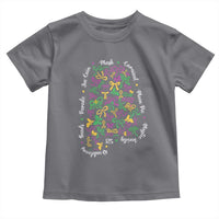 Funny Mardi Gras Alabama Map Coquette Bow Toddler T Shirt Moon Pie Carnival Joe Cain Beads