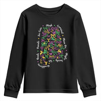 Funny Mardi Gras Alabama Map Coquette Bow Youth Sweatshirt Moon Pie Carnival Joe Cain Beads