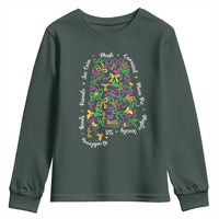 Funny Mardi Gras Alabama Map Coquette Bow Youth Sweatshirt Moon Pie Carnival Joe Cain Beads