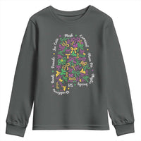Funny Mardi Gras Alabama Map Coquette Bow Youth Sweatshirt Moon Pie Carnival Joe Cain Beads