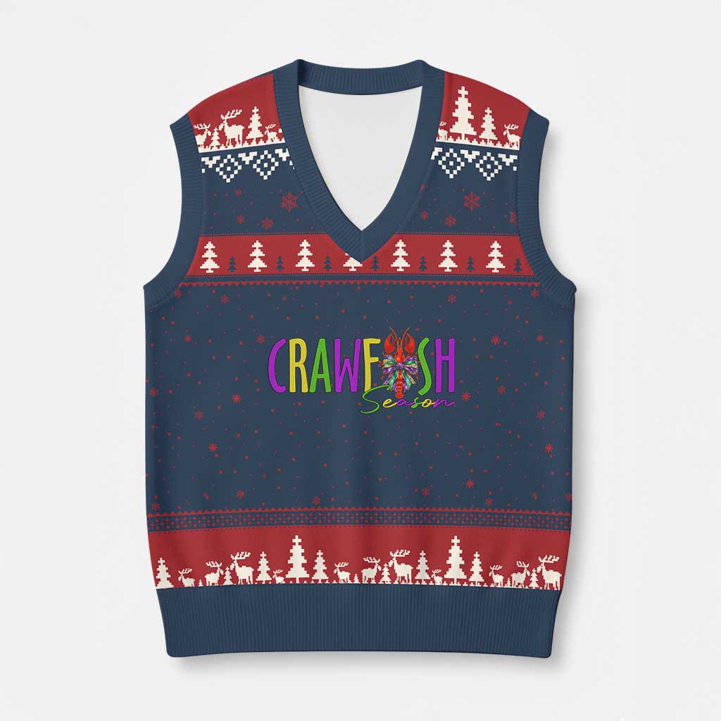 Funny Mardi Gras Cajun Crawfish Season V-Neck Knit Sweater Vest