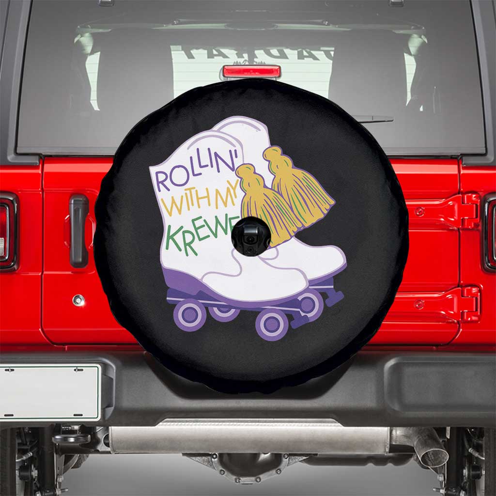 Funny Mardi Gras Spare Tire Cover Rollin' With My Krewe Marching Boots Carnival Party