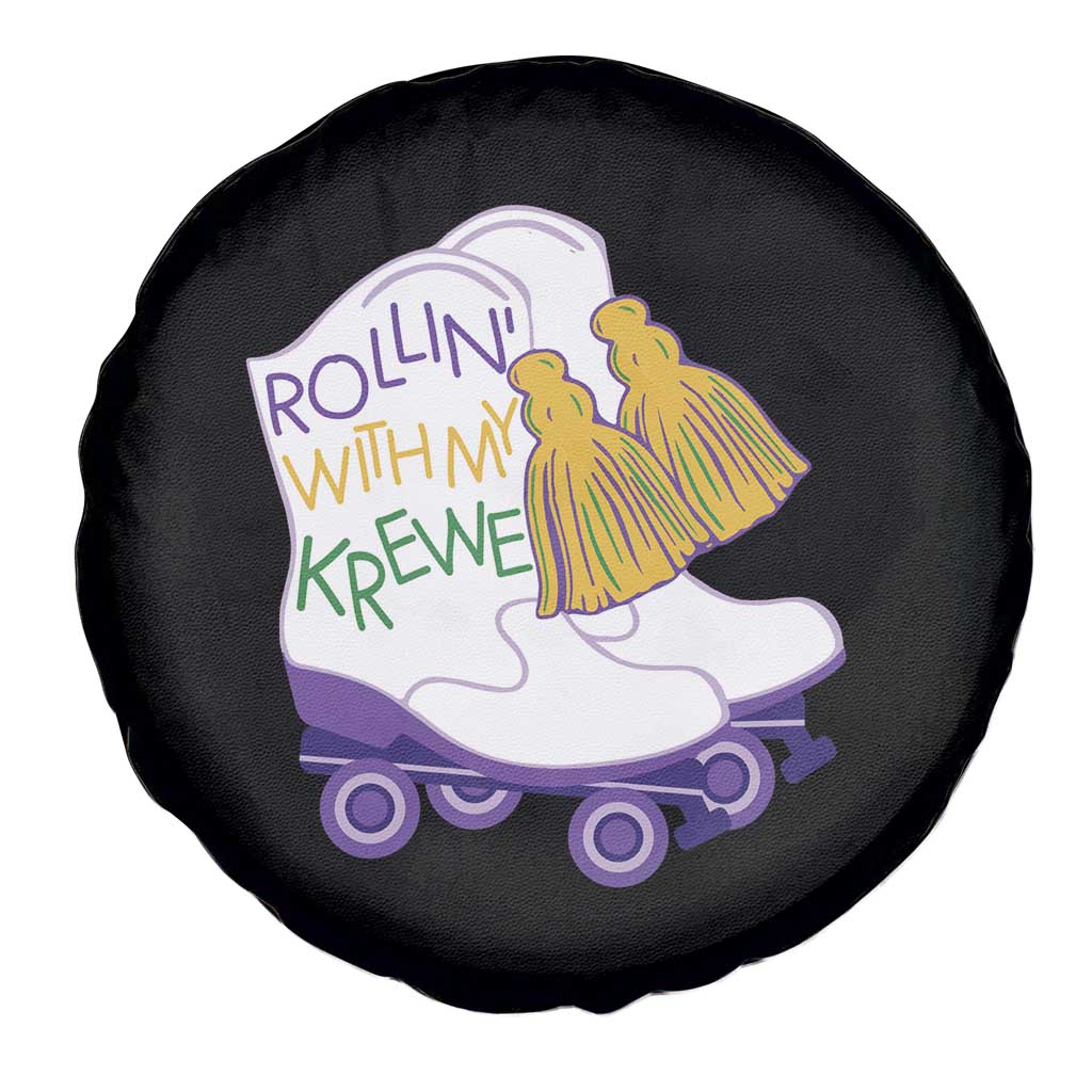 Funny Mardi Gras Spare Tire Cover Rollin' With My Krewe Marching Boots Carnival Party