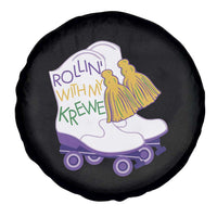 Funny Mardi Gras Spare Tire Cover Rollin' With My Krewe Marching Boots Carnival Party