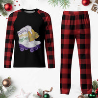 Funny Mardi Gras Plaid Pajama Set Rollin' With My Krewe Marching Boots Carnival Party