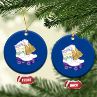 Funny Mardi Gras Ceramic Ornament Rollin' With My Krewe Marching Boots Carnival Party