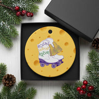 Funny Mardi Gras Ceramic Ornament Rollin' With My Krewe Marching Boots Carnival Party