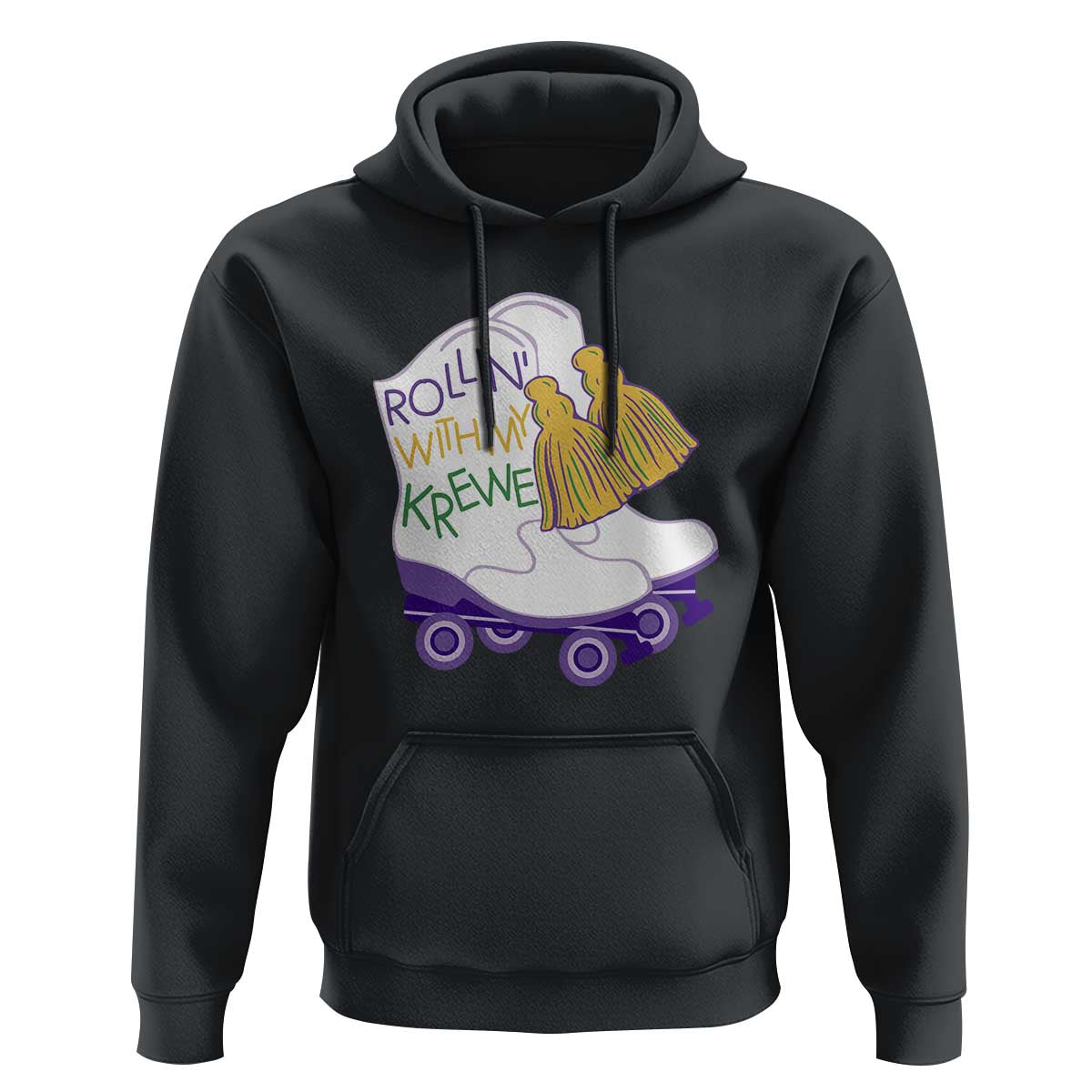 Funny Mardi Gras Hoodie Rollin' With My Krewe Marching Boots Carnival Party