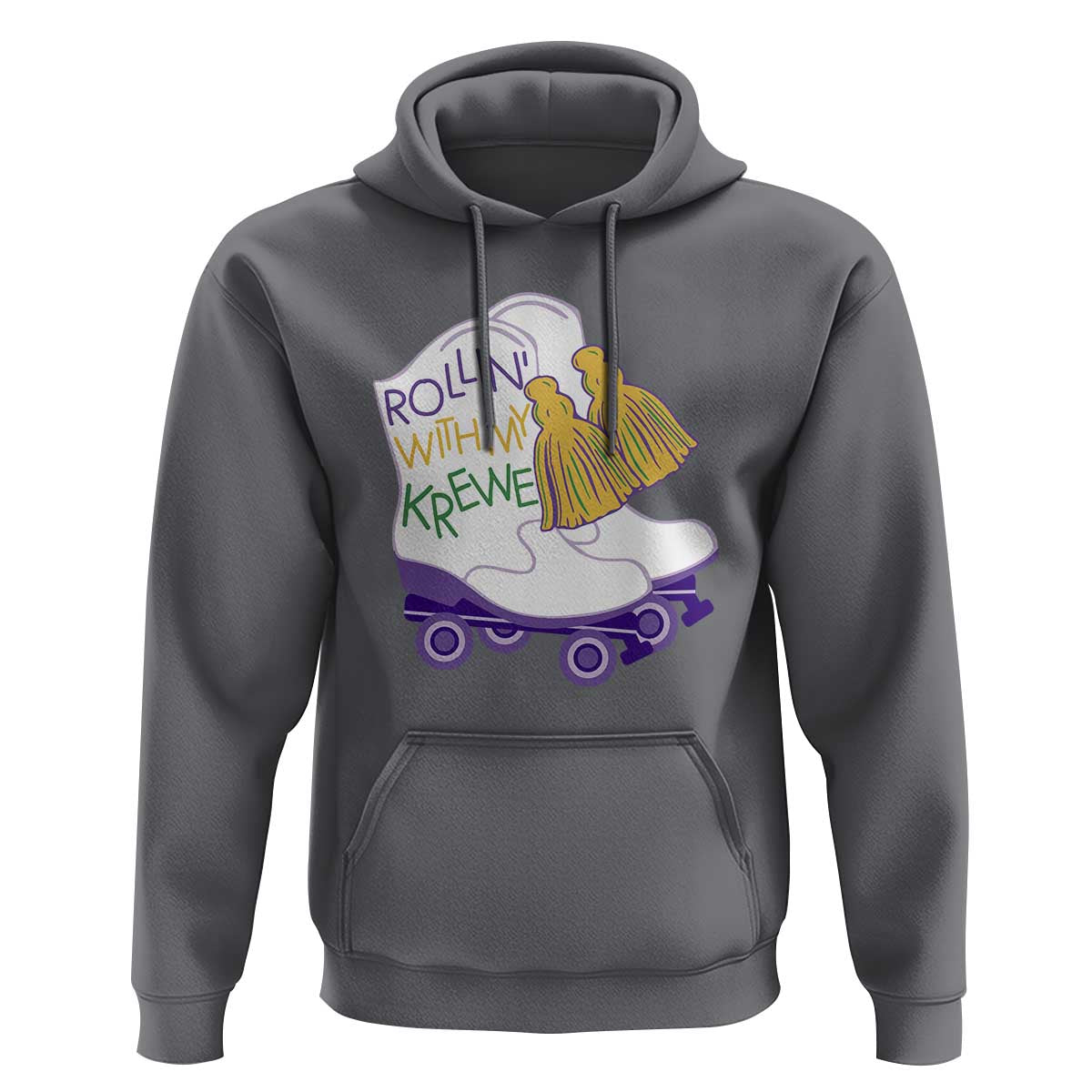 Funny Mardi Gras Hoodie Rollin' With My Krewe Marching Boots Carnival Party