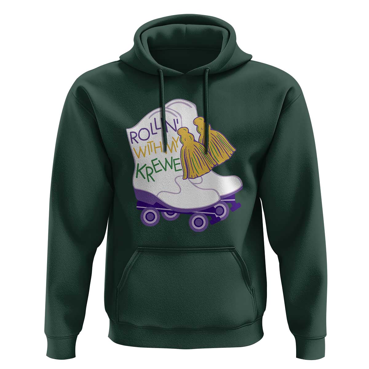 Funny Mardi Gras Hoodie Rollin' With My Krewe Marching Boots Carnival Party