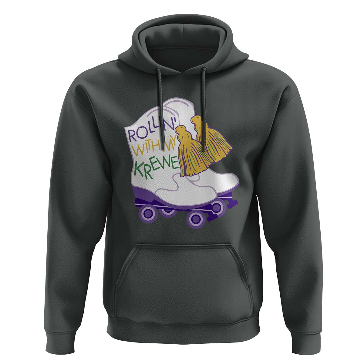 Funny Mardi Gras Hoodie Rollin' With My Krewe Marching Boots Carnival Party