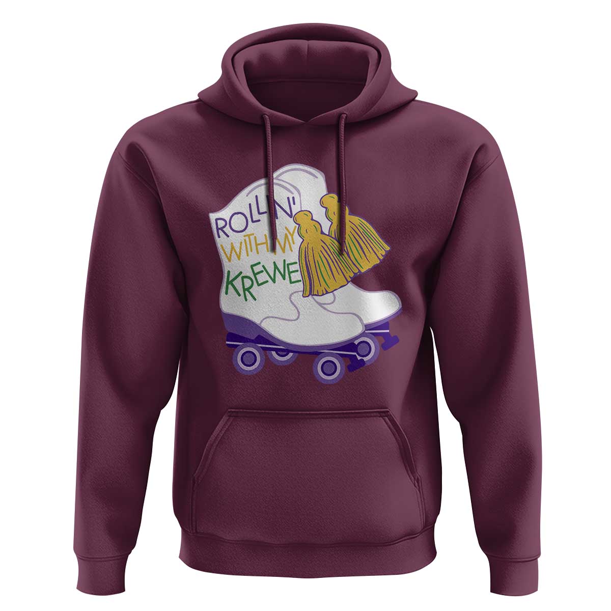Funny Mardi Gras Hoodie Rollin' With My Krewe Marching Boots Carnival Party