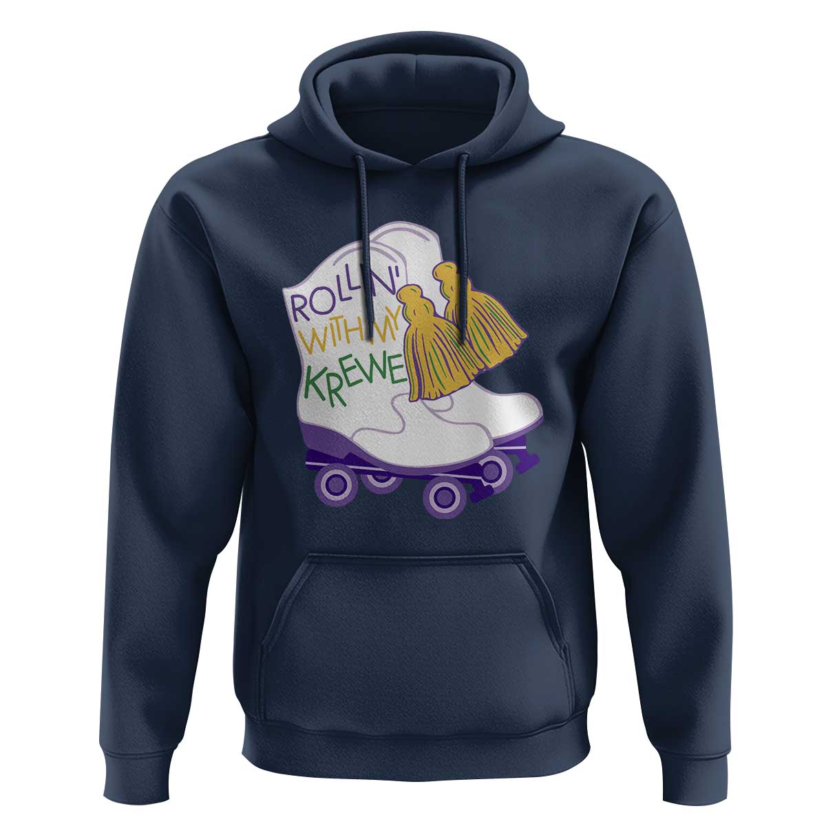 Funny Mardi Gras Hoodie Rollin' With My Krewe Marching Boots Carnival Party