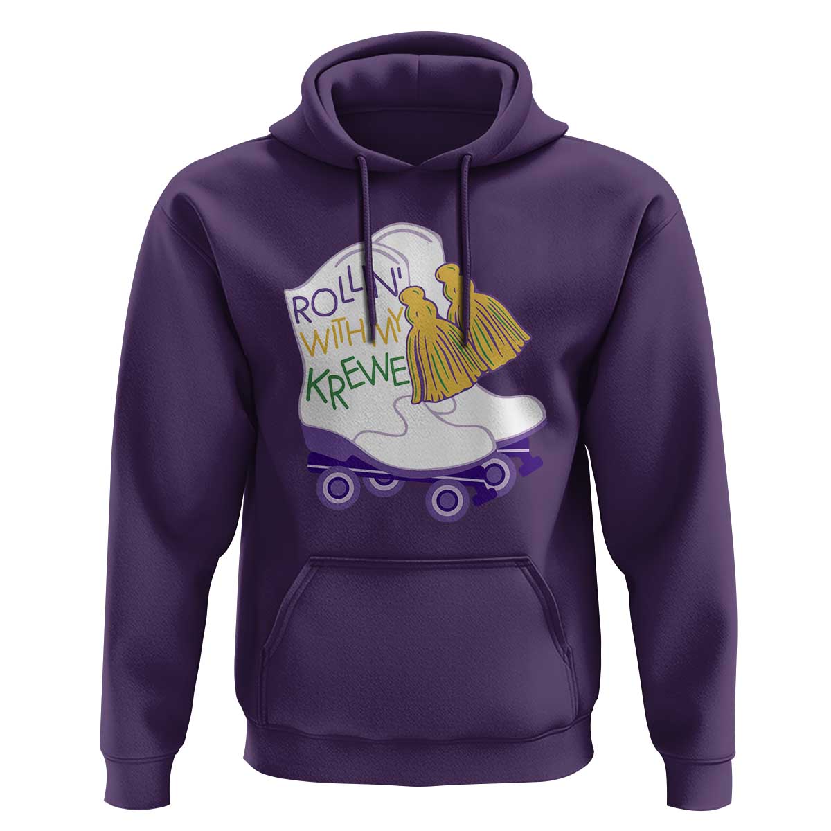Funny Mardi Gras Hoodie Rollin' With My Krewe Marching Boots Carnival Party