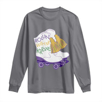 Funny Mardi Gras Long Sleeve Shirt Rollin' With My Krewe Marching Boots Carnival Party
