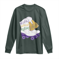 Funny Mardi Gras Long Sleeve Shirt Rollin' With My Krewe Marching Boots Carnival Party
