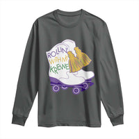 Funny Mardi Gras Long Sleeve Shirt Rollin' With My Krewe Marching Boots Carnival Party