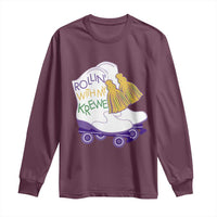 Funny Mardi Gras Long Sleeve Shirt Rollin' With My Krewe Marching Boots Carnival Party
