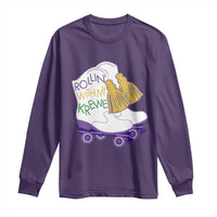 Funny Mardi Gras Long Sleeve Shirt Rollin' With My Krewe Marching Boots Carnival Party