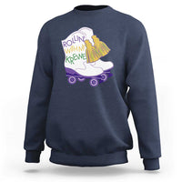 Funny Mardi Gras Sweatshirt Rollin' With My Krewe Marching Boots Carnival Party