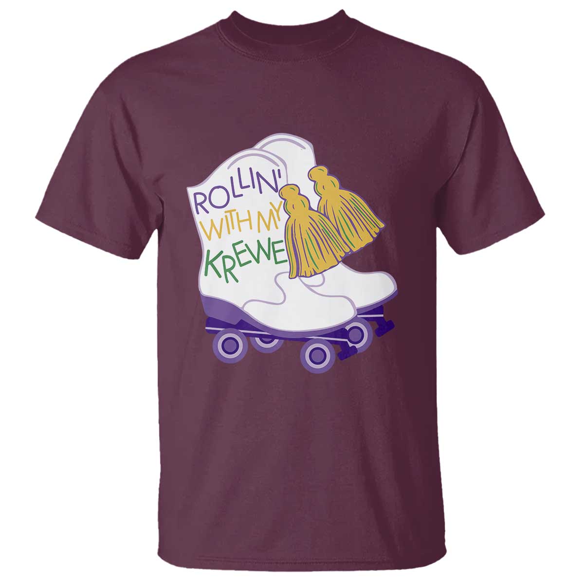 Funny Mardi Gras T Shirt Rollin' With My Krewe Marching Boots Carnival Party