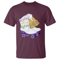 Funny Mardi Gras T Shirt Rollin' With My Krewe Marching Boots Carnival Party