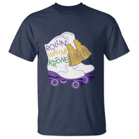 Funny Mardi Gras T Shirt Rollin' With My Krewe Marching Boots Carnival Party