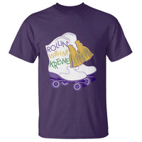 Funny Mardi Gras T Shirt Rollin' With My Krewe Marching Boots Carnival Party
