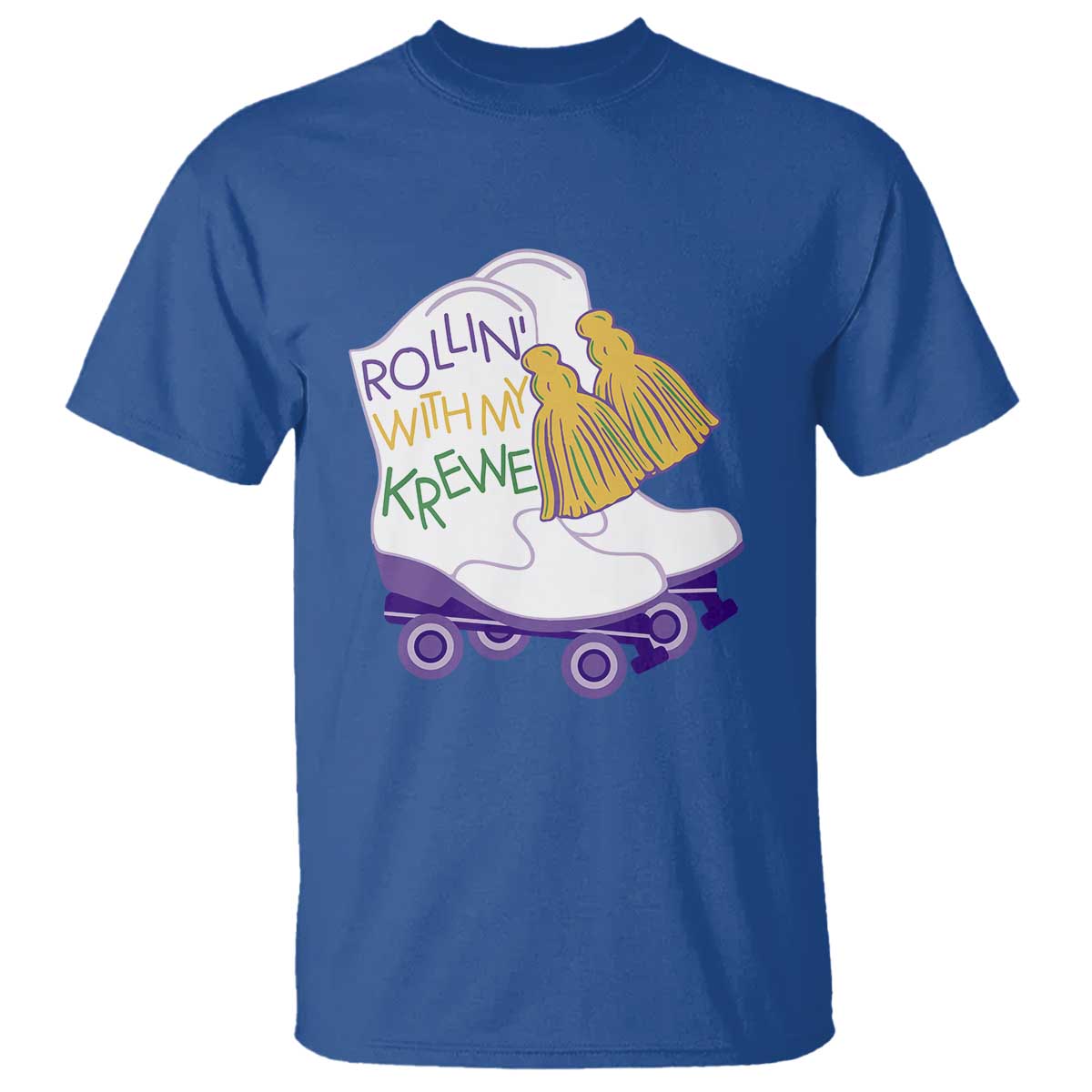 Funny Mardi Gras T Shirt Rollin' With My Krewe Marching Boots Carnival Party