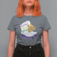 Funny Mardi Gras T Shirt For Women Rollin' With My Krewe Marching Boots Carnival Party