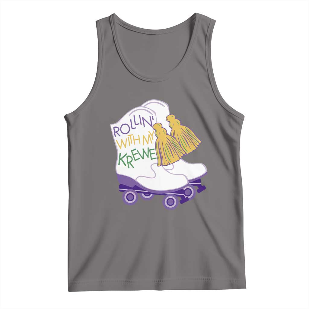 Funny Mardi Gras Tank Top Rollin' With My Krewe Marching Boots Carnival Party
