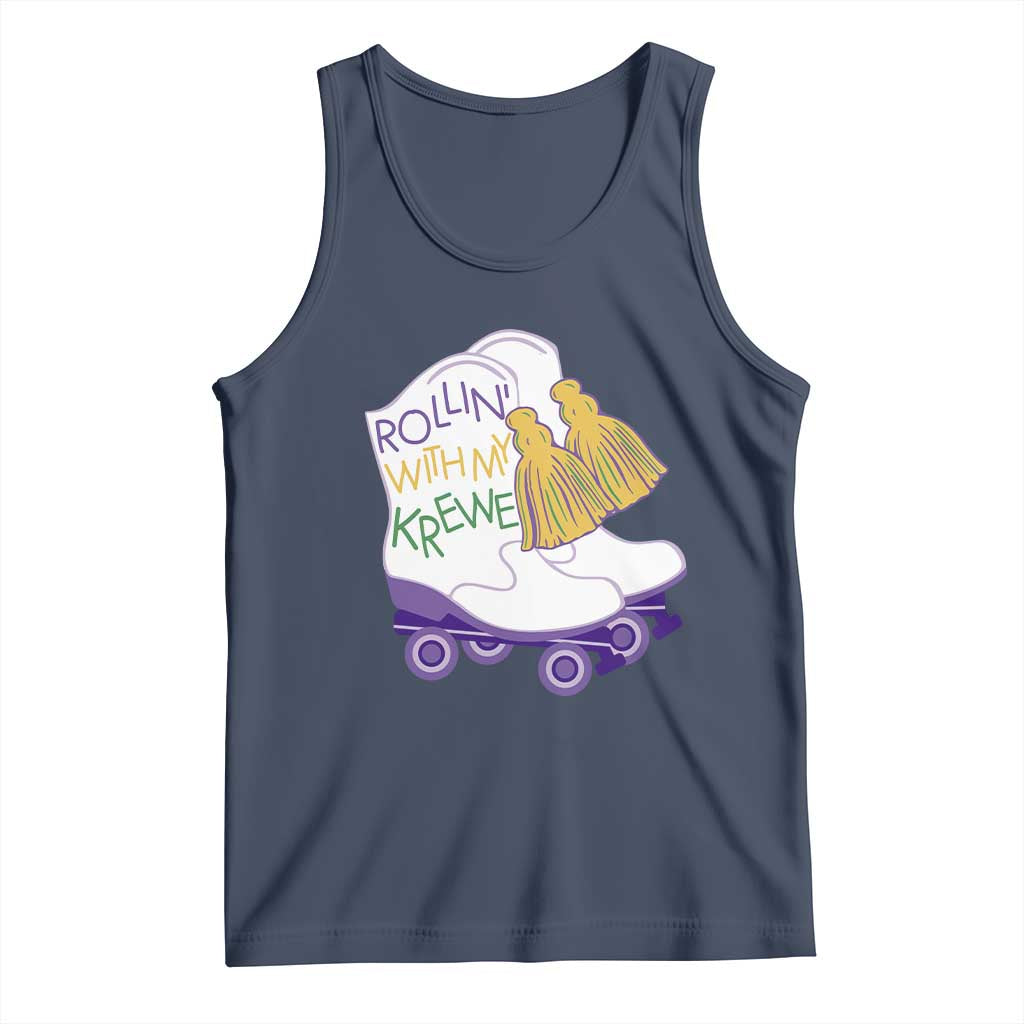 Funny Mardi Gras Tank Top Rollin' With My Krewe Marching Boots Carnival Party