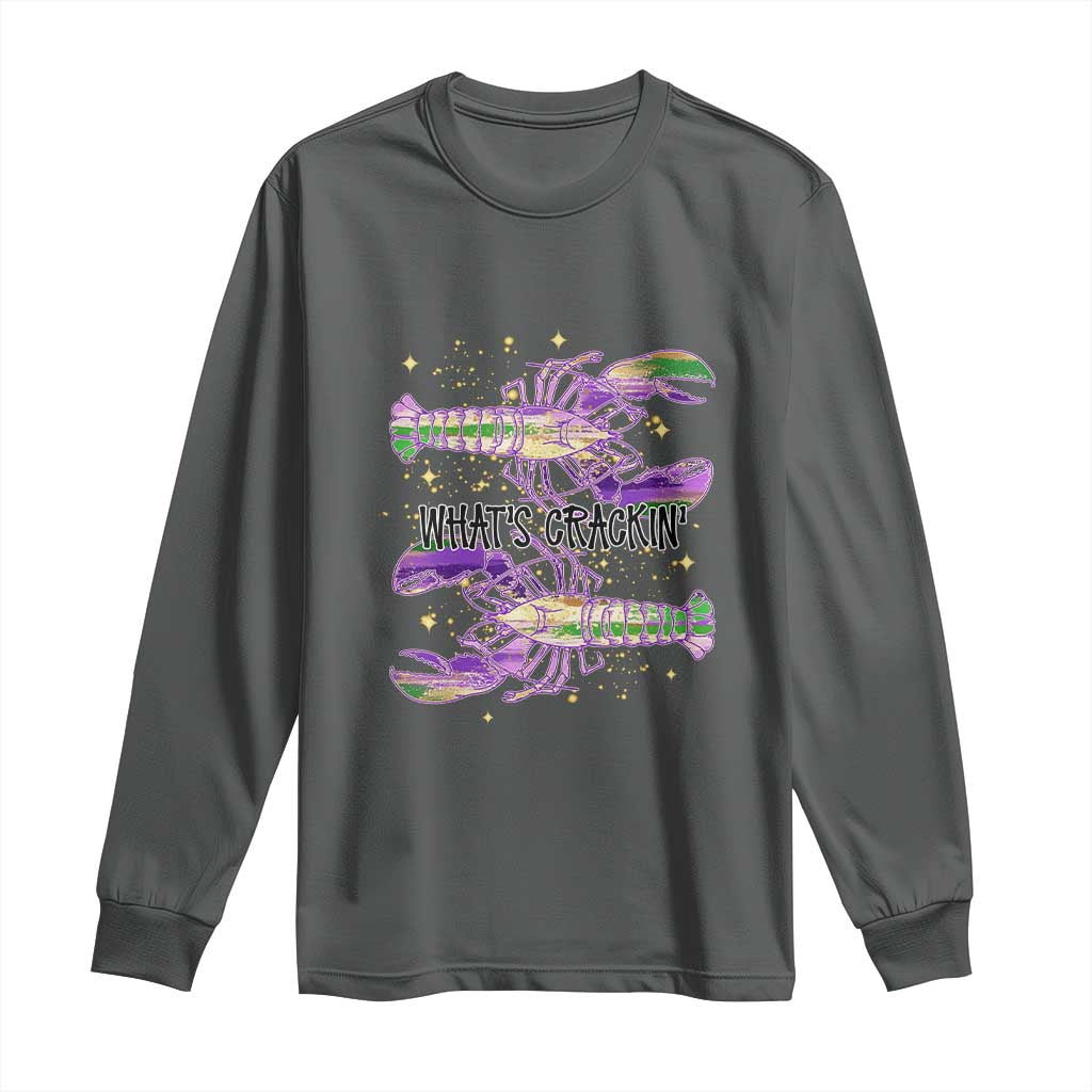 Funny Cajun Crawfish Boil Mardi Gras Long Sleeve Shirt What's Crackin
