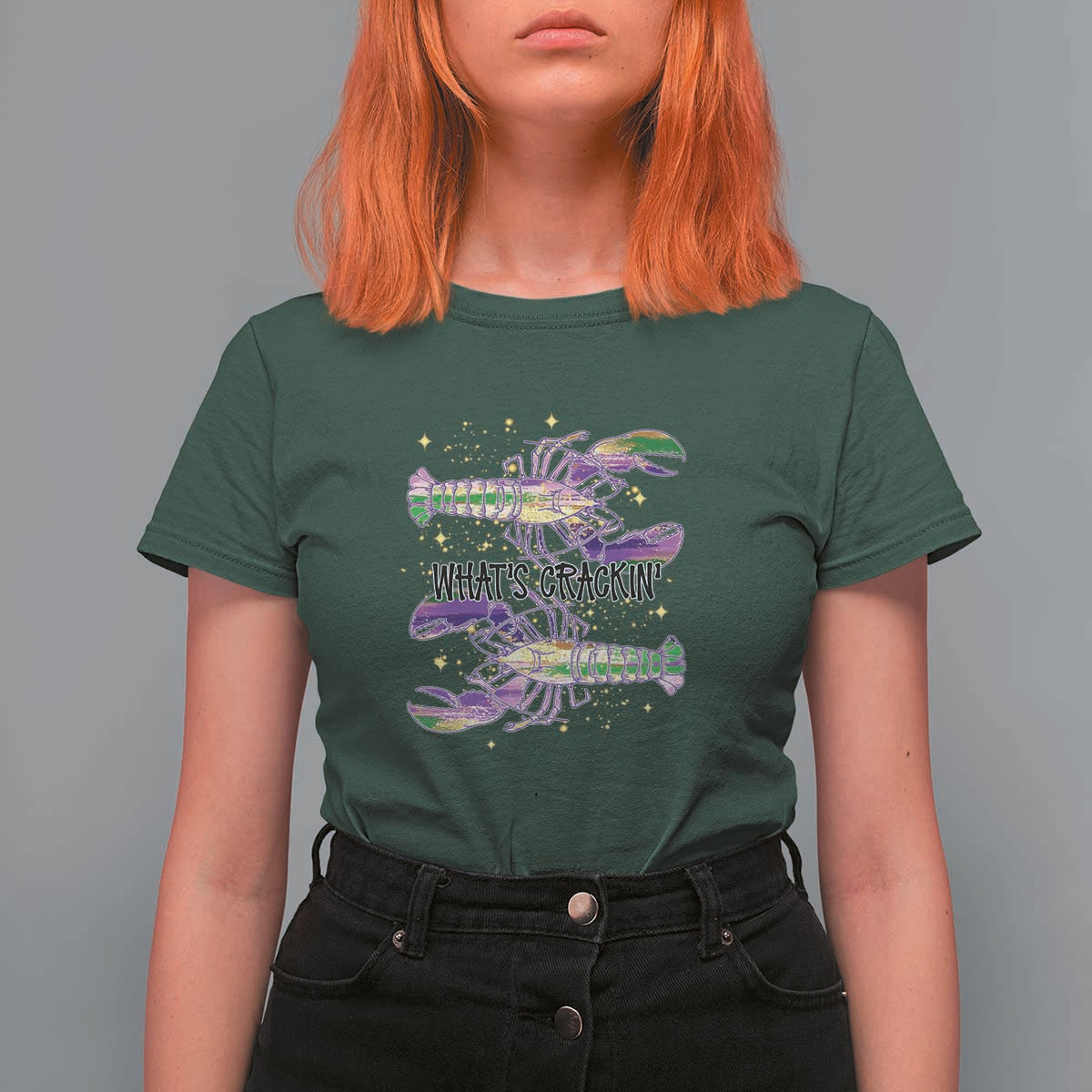 Funny Cajun Crawfish Boil Mardi Gras T Shirt For Women What's Crackin