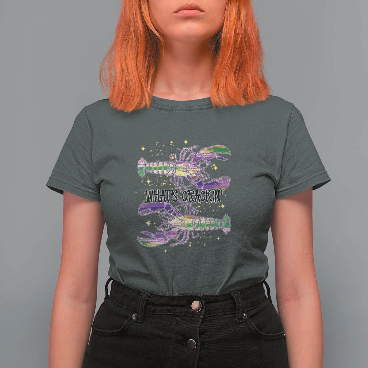 Funny Cajun Crawfish Boil Mardi Gras T Shirt For Women What's Crackin