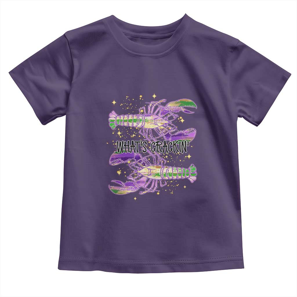 Funny Cajun Crawfish Boil Mardi Gras Toddler T Shirt What's Crackin
