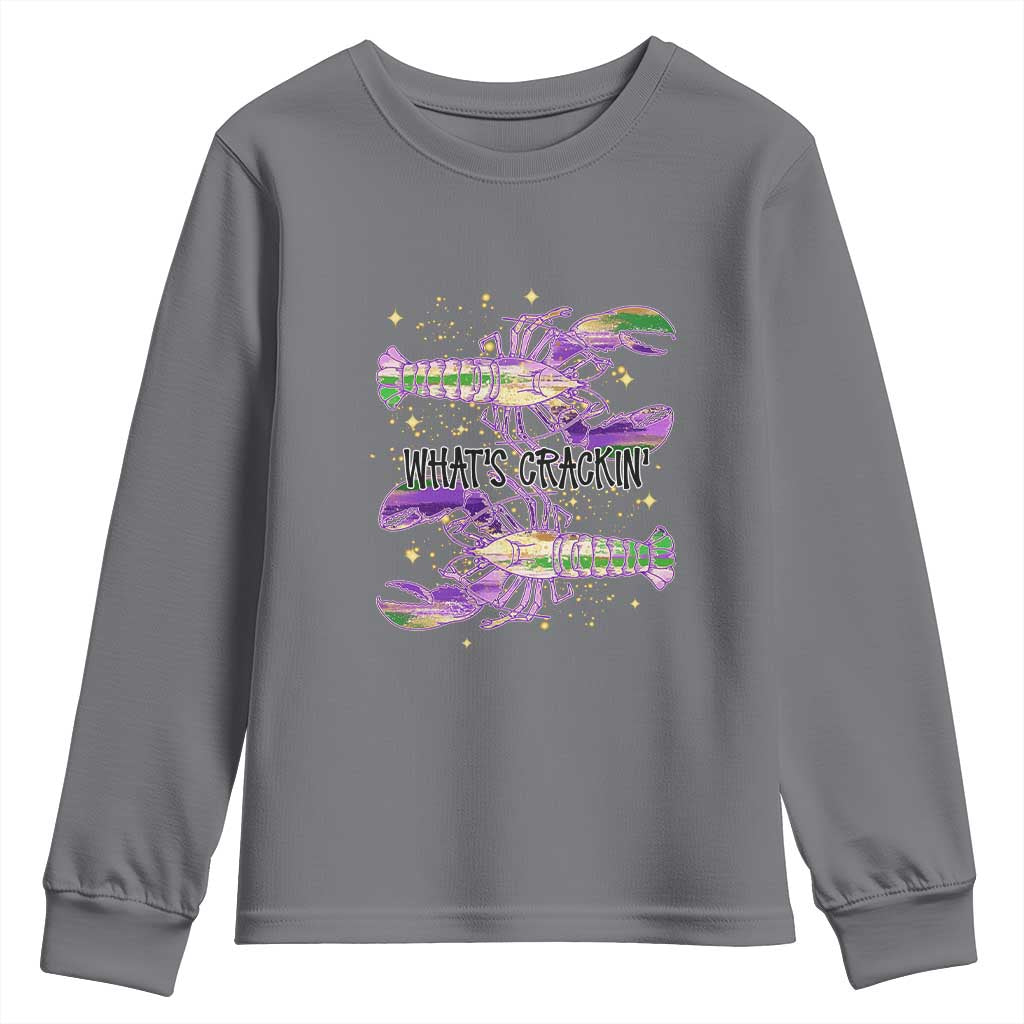 Funny Cajun Crawfish Boil Mardi Gras Youth Sweatshirt What's Crackin