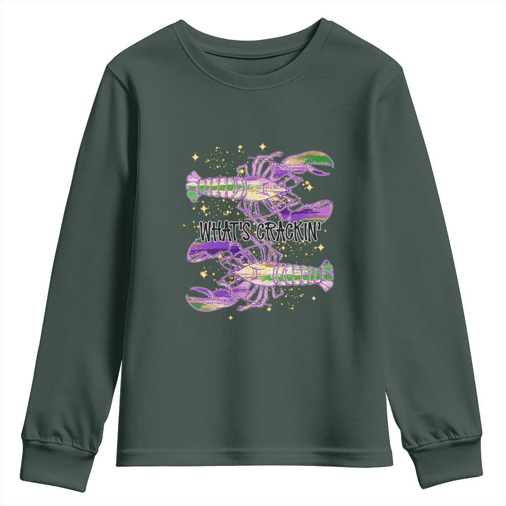 Funny Cajun Crawfish Boil Mardi Gras Youth Sweatshirt What's Crackin