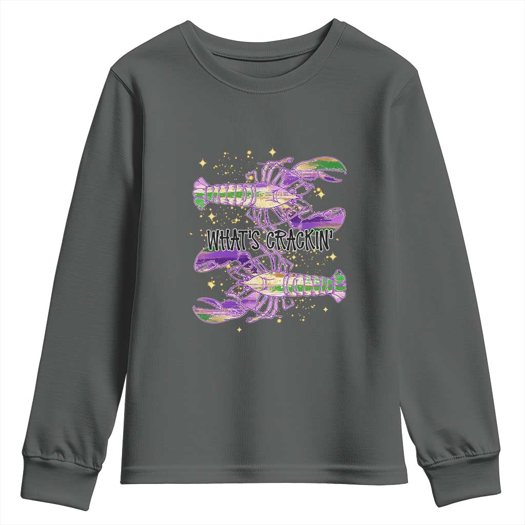 Funny Cajun Crawfish Boil Mardi Gras Youth Sweatshirt What's Crackin