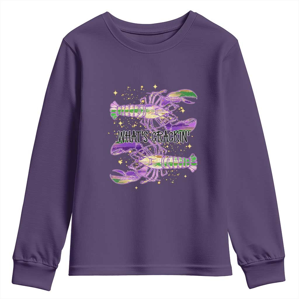 Funny Cajun Crawfish Boil Mardi Gras Youth Sweatshirt What's Crackin