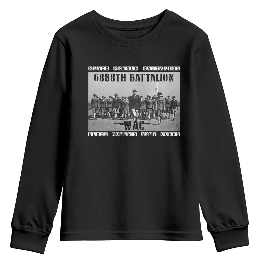 6888th Battalion Youth Sweatshirt Black Female Battalion WAC Women's Army Corps Black History Month
