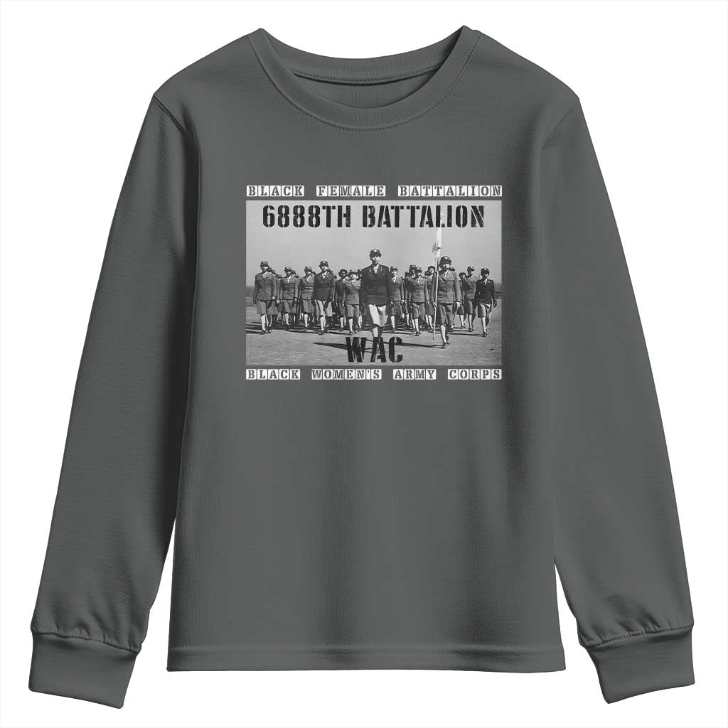 6888th Battalion Youth Sweatshirt Black Female Battalion WAC Women's Army Corps Black History Month
