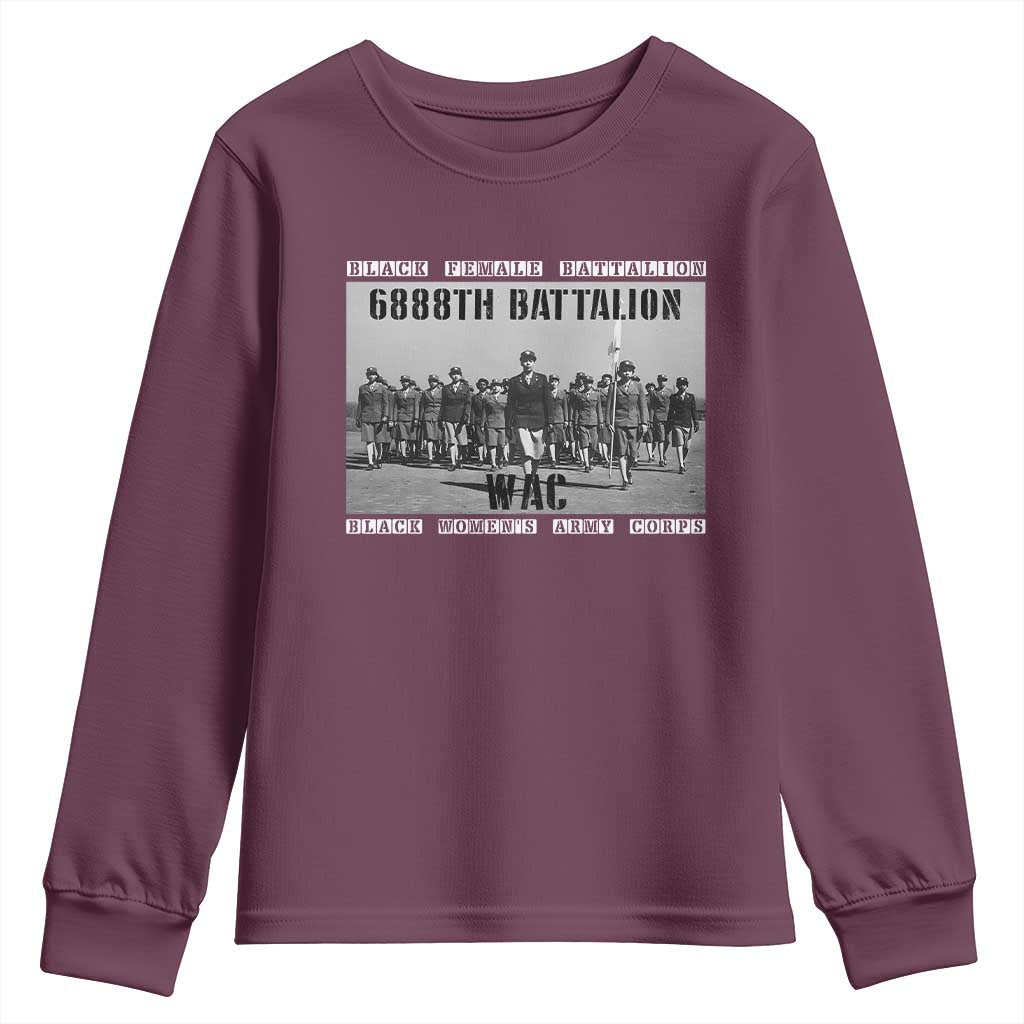 6888th Battalion Youth Sweatshirt Black Female Battalion WAC Women's Army Corps Black History Month