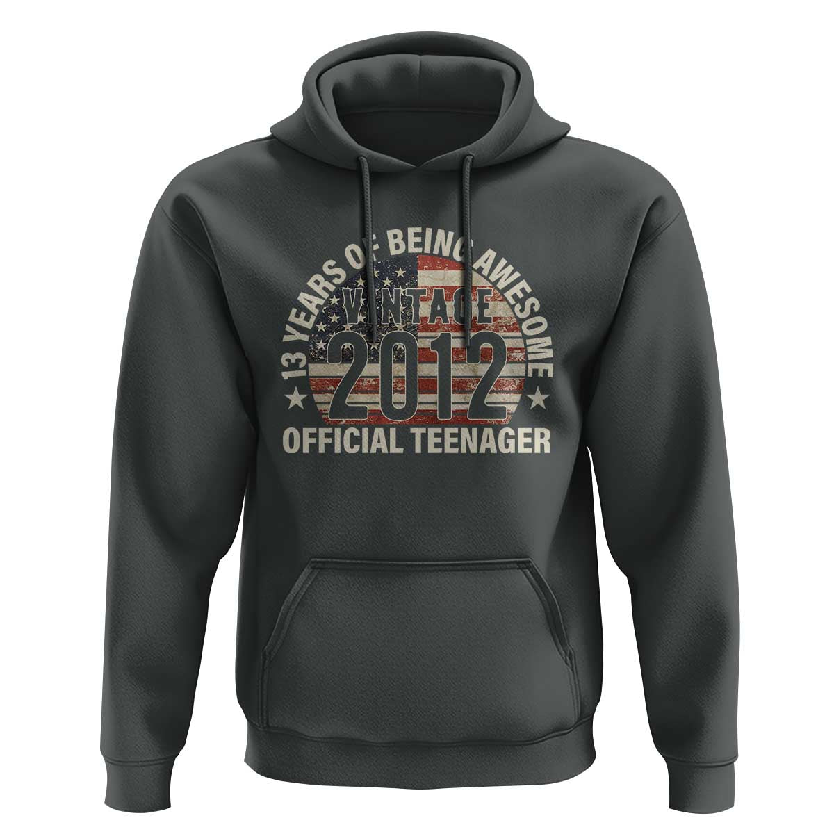 13th Birthday Hoodie Vintage 2012 Official Teenager 13 Years Of Being Awesome American Flag