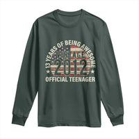 13th Birthday Long Sleeve Shirt Vintage 2012 Official Teenager 13 Years Of Being Awesome American Flag
