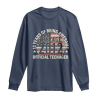 13th Birthday Long Sleeve Shirt Vintage 2012 Official Teenager 13 Years Of Being Awesome American Flag
