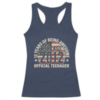 13th Birthday Racerback Tank Top Vintage 2012 Official Teenager 13 Years Of Being Awesome American Flag